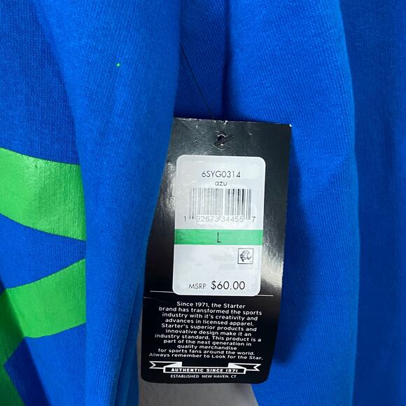 Starter Hoodie Black Label NWT Star Logo Kangaroo Pocket in Blue & Green Unisex - Picture 6 of 14